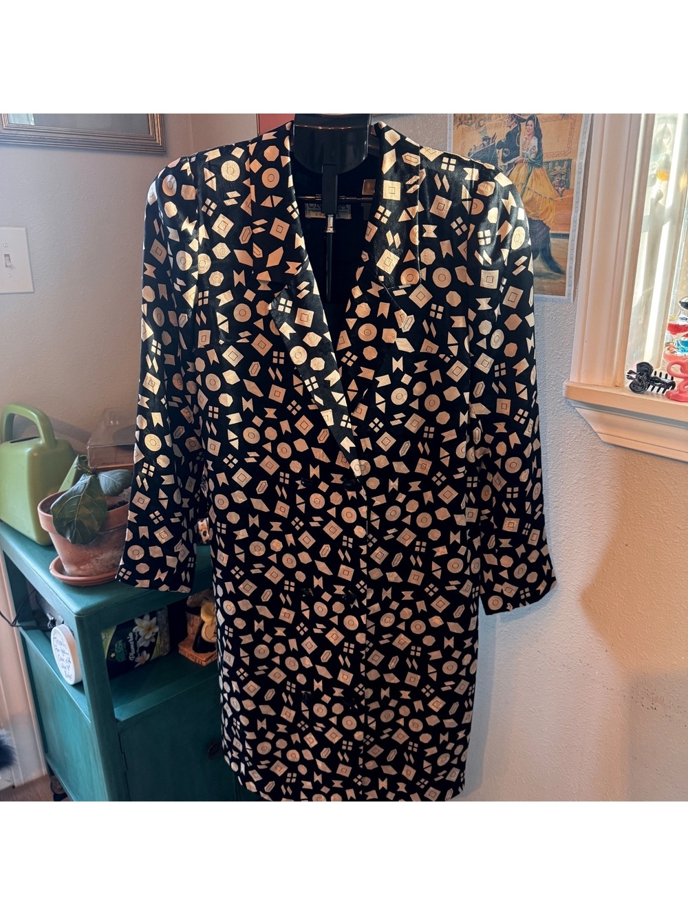 Vintage Ursula of Switzerland Dress Rero Geometric Pattern 80s